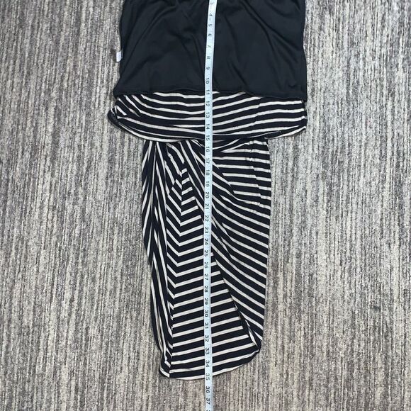 Entro Women's Medium Black Tan Stripe Jersey Knit Knotted Layered‎ Midi Skirt - Picture 8 of 9